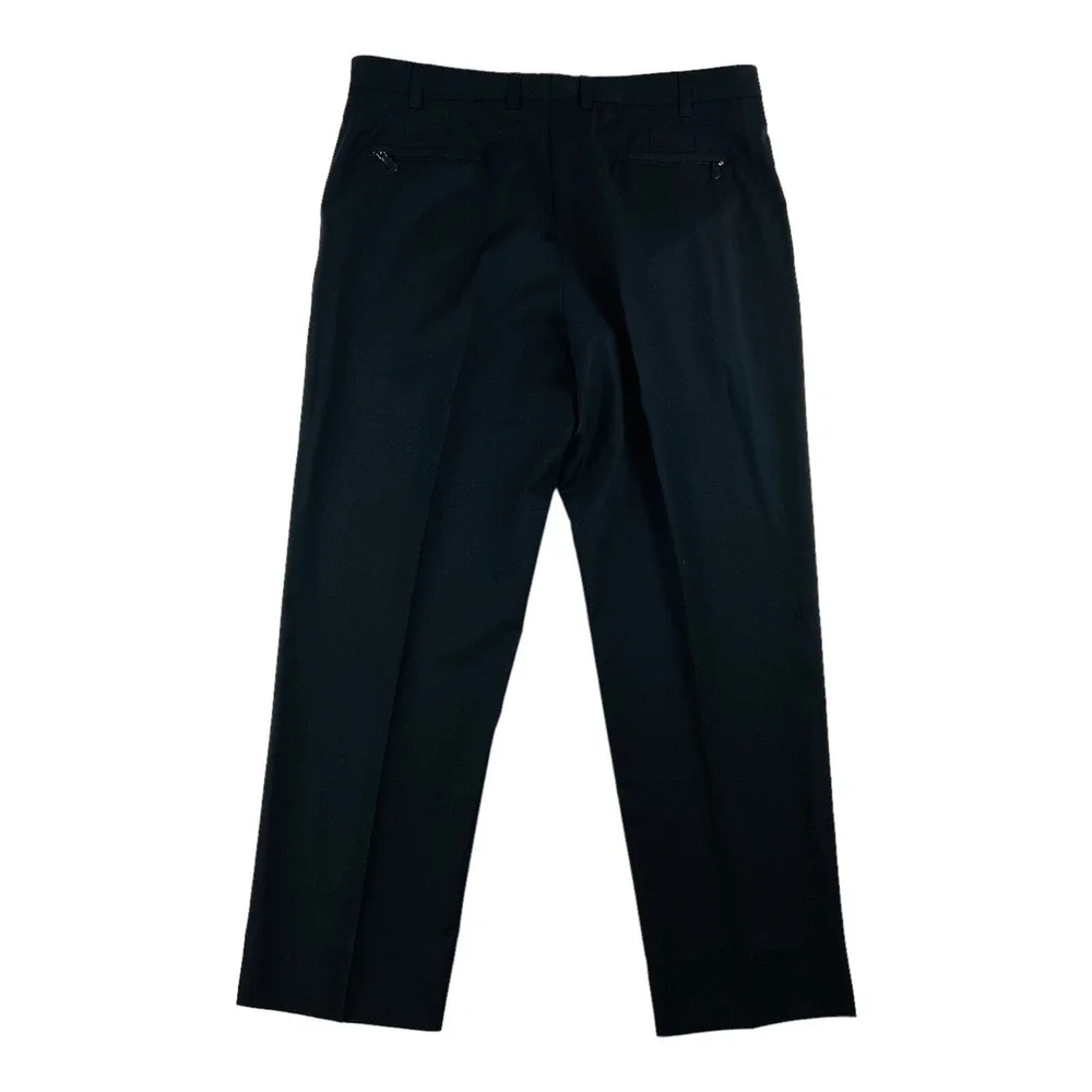 Sartore Black Flat Front Vitale Barberis Wool Suede Accent Dress Pants 36X29 +2